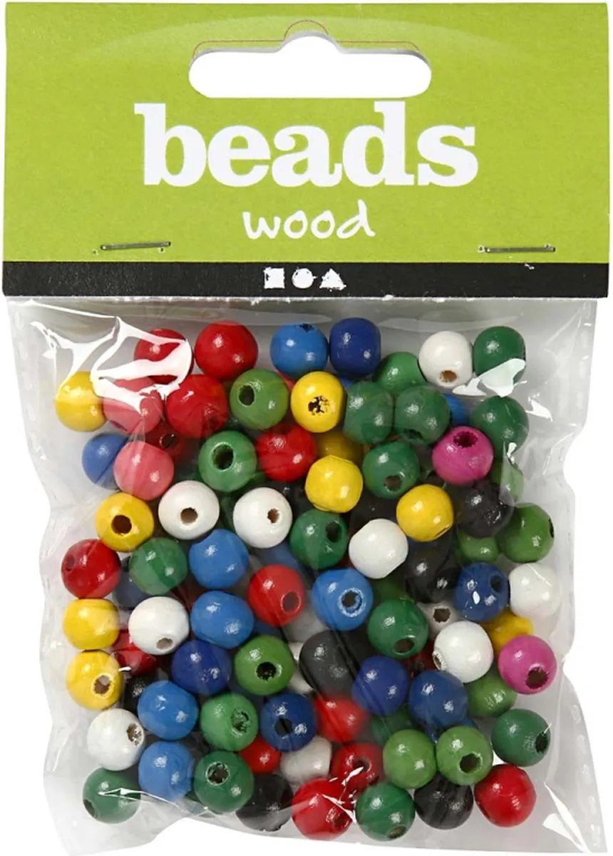 Creativ Company Houten Kralen 8mm - 100 Stuks - 7 Kleuren