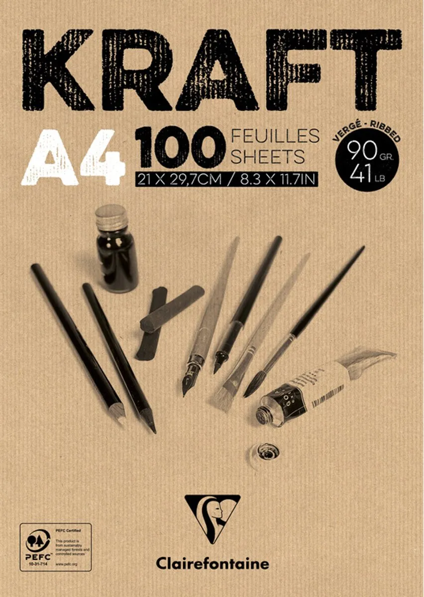 Clairefontaine Kraft Tekenblok A4 Bruin 100 Vel
