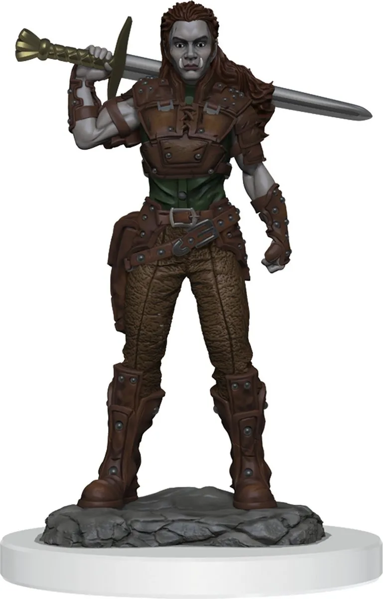 Wizkids D&D Nolzur's Marvelous Miniatures Orc Fighter Female - Grijs