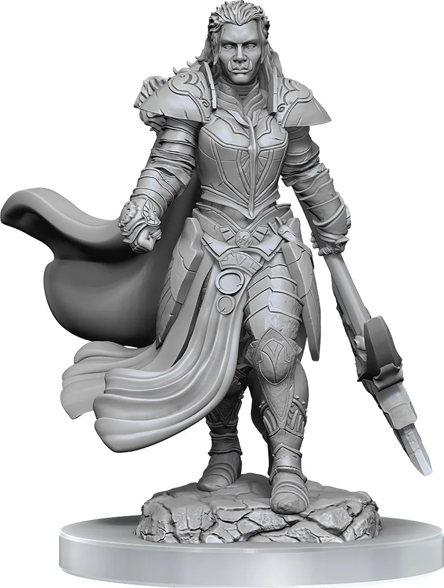Wizkids D&D Nolzur's Marvelous Miniatures Orc Fighter Female - Grijs