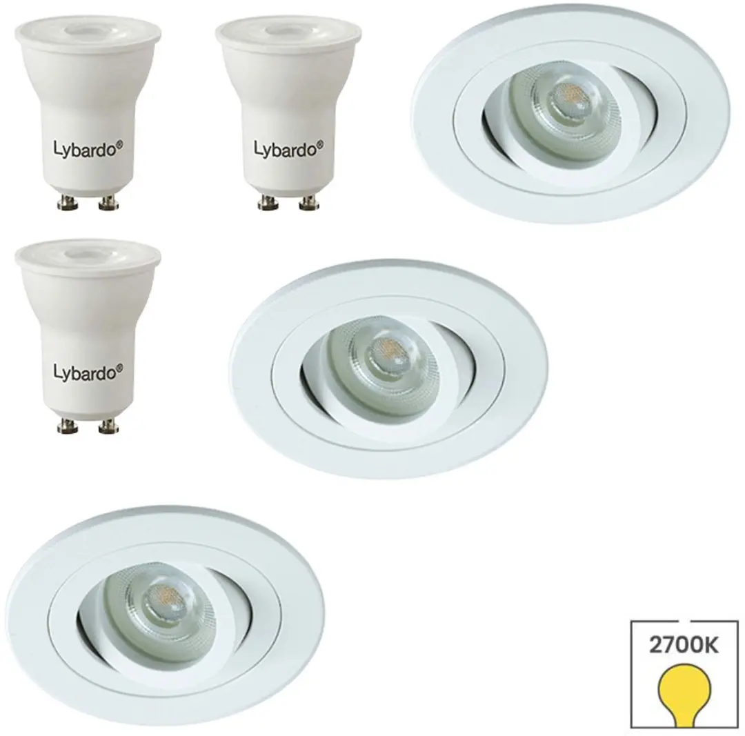 Lybardo Inbouwspots 3W Kantelbaar - 3 Stuks