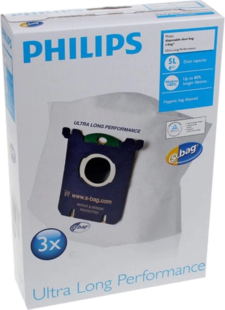 Philips S-Bag FC8027/01 Stofzuigerzakken - 3 Stuks