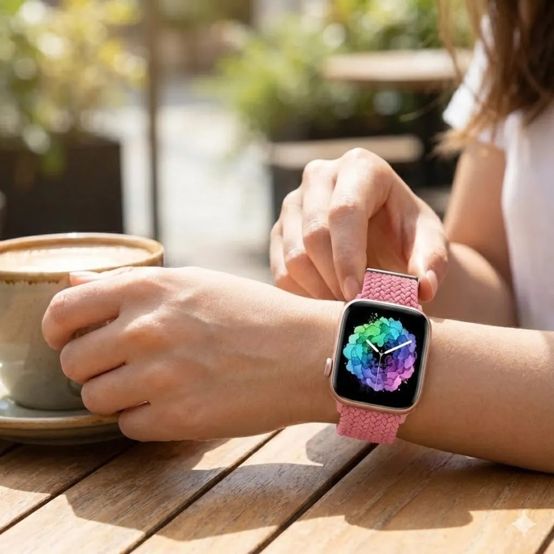 NUVEX Helder Roze Nylon Horlogebandje Apple Watch - 42/44/45/46/49mm