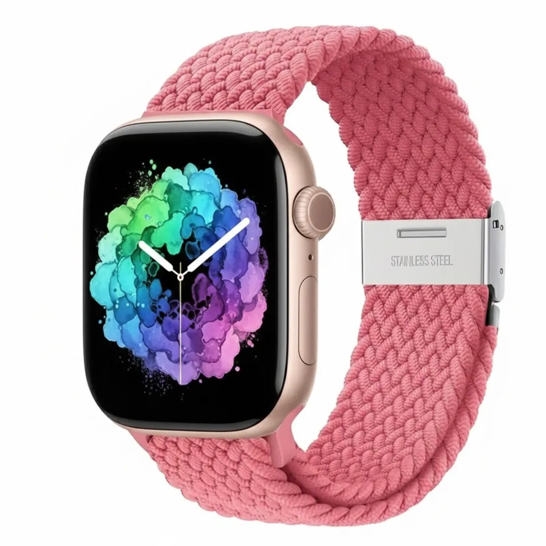 NUVEX Helder Roze Nylon Horlogebandje Apple Watch