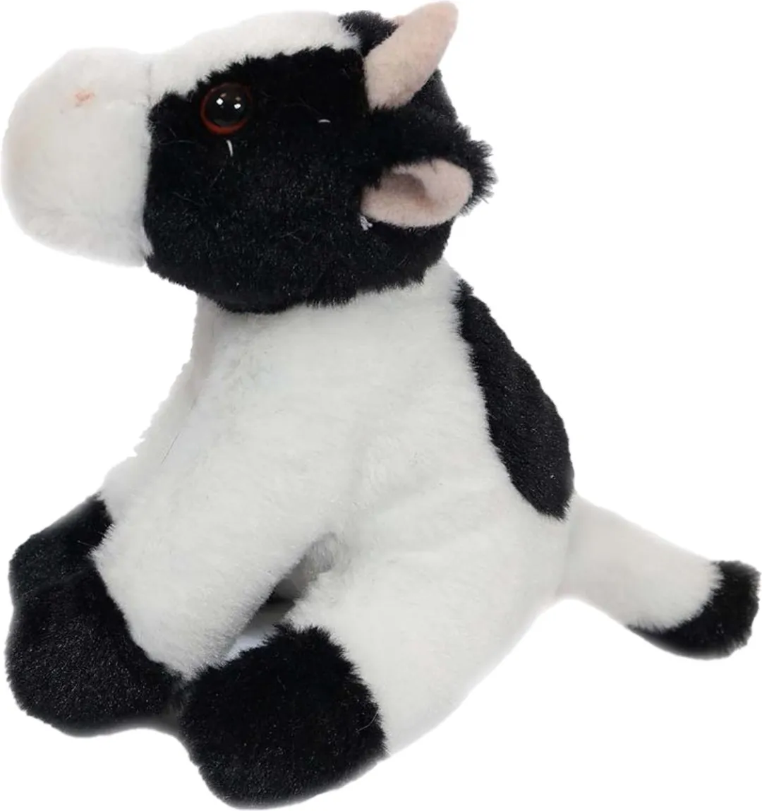 PIA Soft Toys Knuffelkoe - Wit/Zwart - 12cm