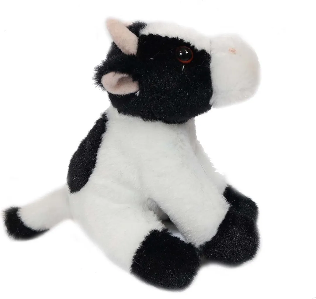 PIA Soft Toys Knuffelkoe - Wit/Zwart - 12cm