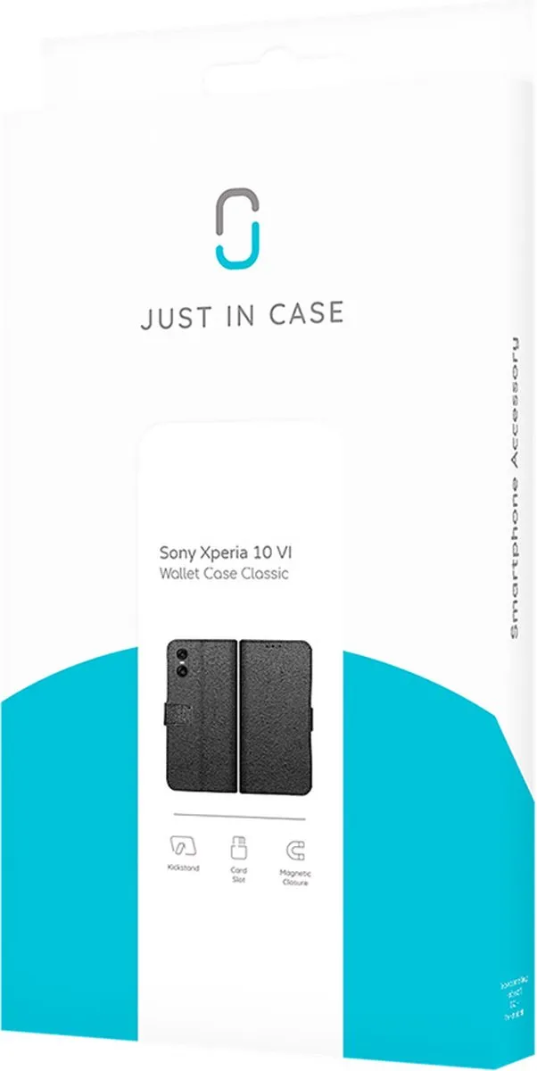 Just in Case Bookcase hoesje geschikt voor Sony Xperia 10 VI - Effen Zwart - Kunstleer