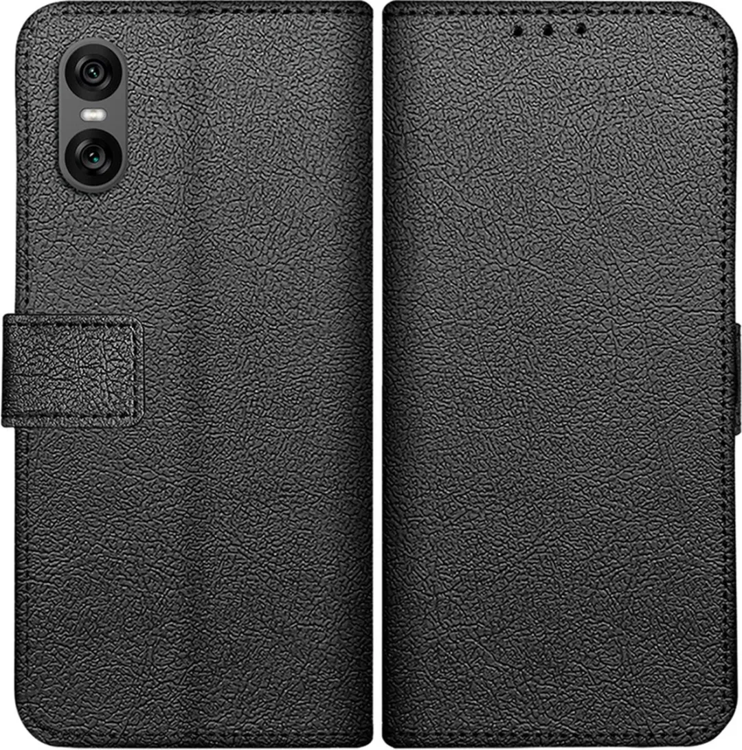 Just in Case Bookcase hoesje geschikt voor Sony Xperia 10 VI - Effen Zwart - Kunstleer