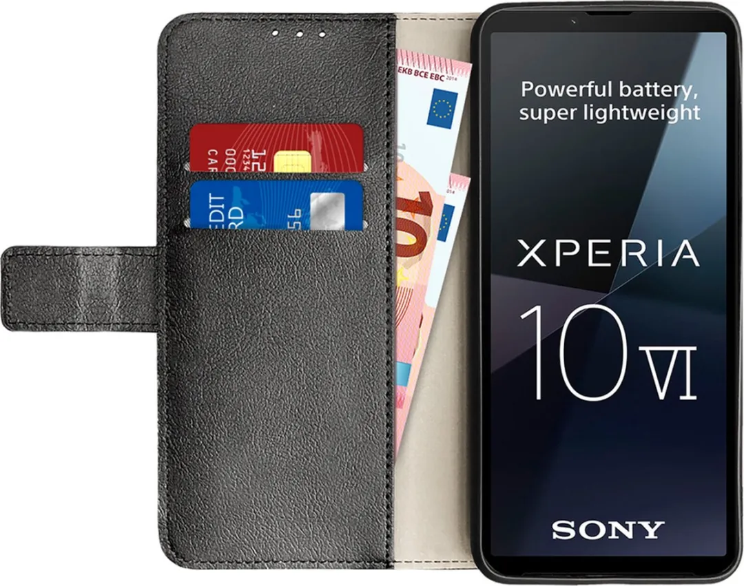 Just in Case Bookcase hoesje geschikt voor Sony Xperia 10 VI - Effen Zwart - Kunstleer