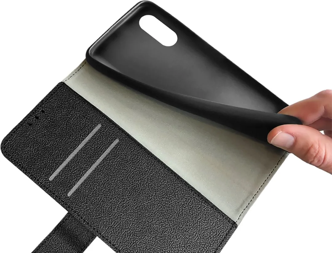 Just in Case Bookcase hoesje geschikt voor Sony Xperia 10 VI - Effen Zwart - Kunstleer