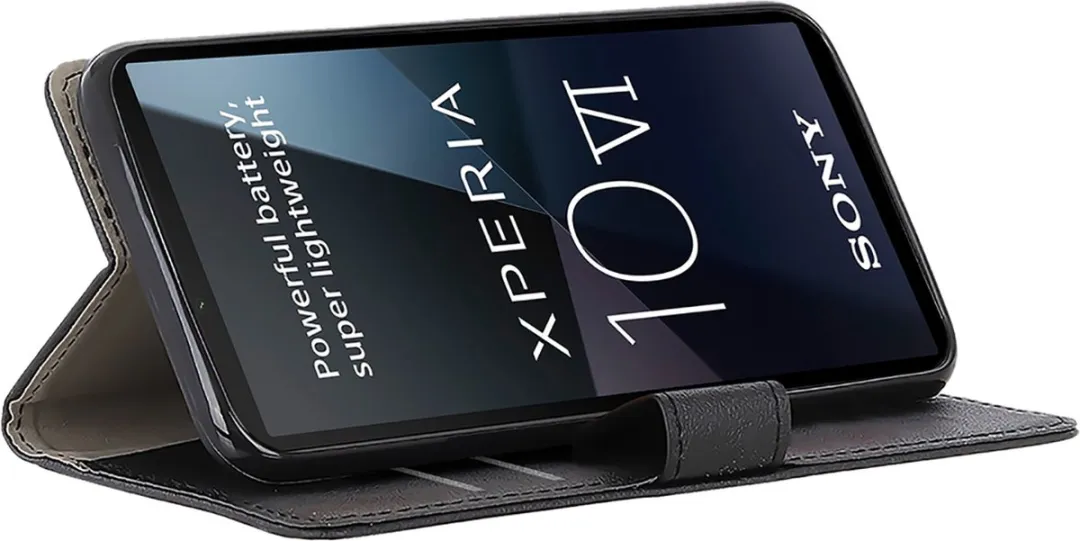 Just in Case Bookcase hoesje geschikt voor Sony Xperia 10 VI - Effen Zwart - Kunstleer