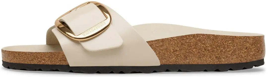 Birkenstock Madrid Big Buckle Hex, Natural Lea Slippers