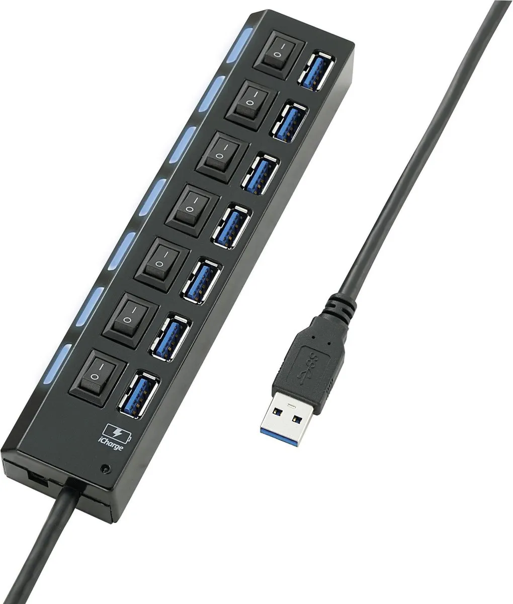 Renkforce USB-Hub 7 Poorten RF-4821051 - Zwart