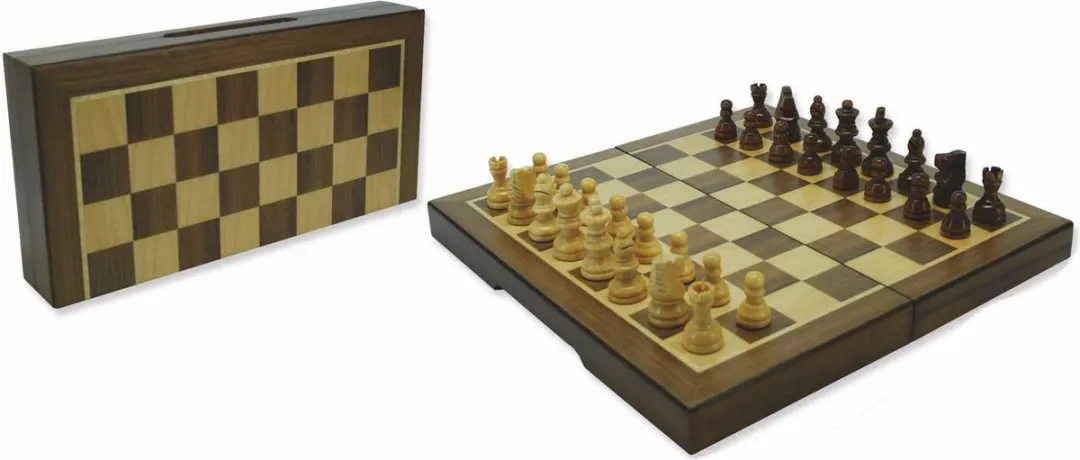 HOT Games Schaakcasset Magnetisch Walnoot 23x23x2cm