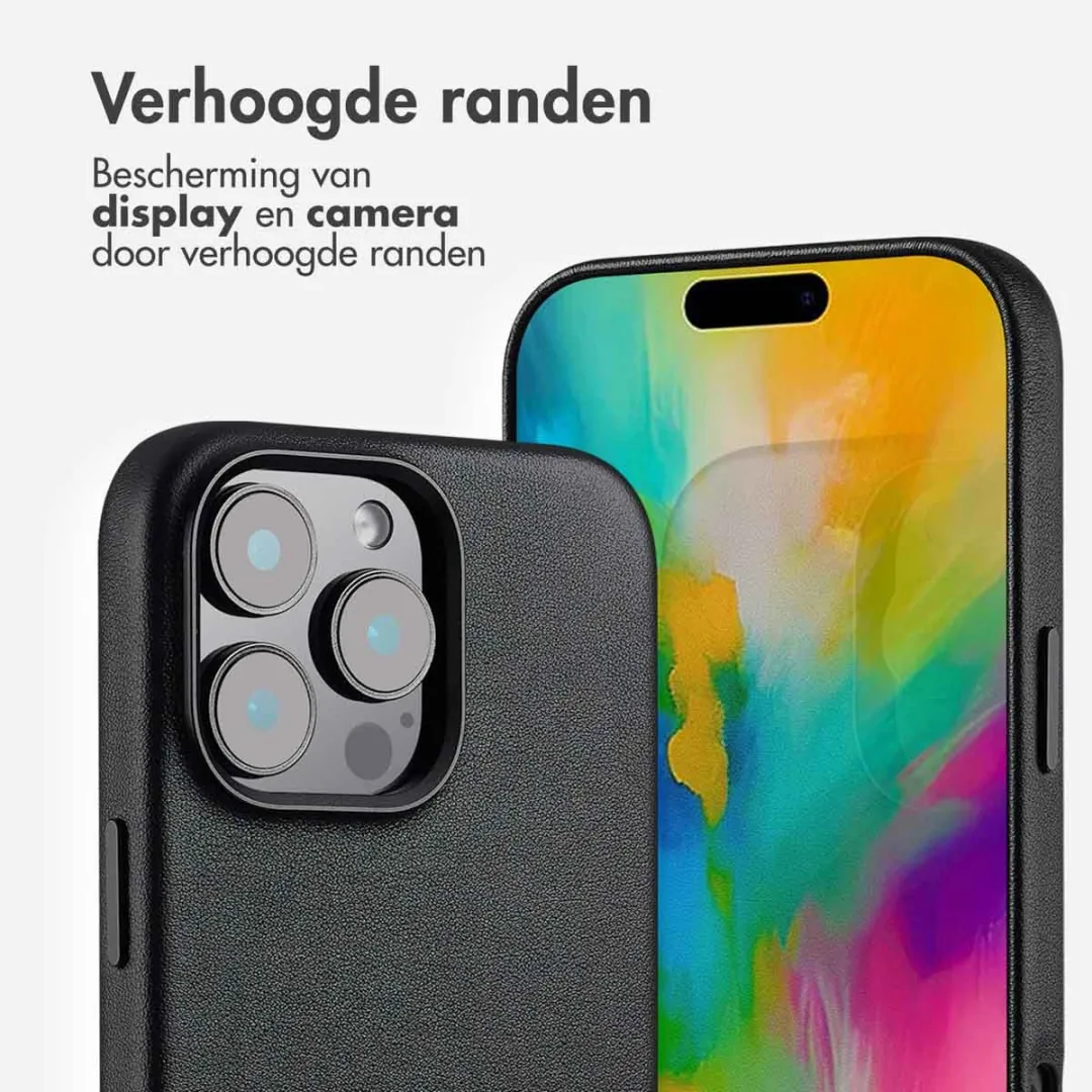 Accezz Hoesje iPhone 16 Pro Max - MagSafe Leather Black - 2 Pasjes