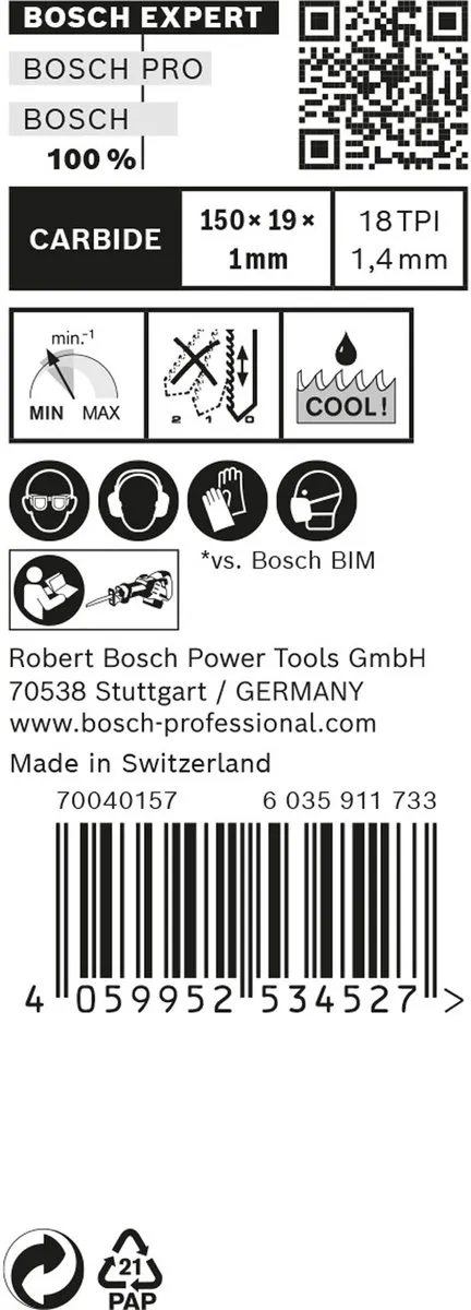 Bosch Professional Expert S 922 EHM Reciprozaagblad 150mm - Metaal - 10 Stuks