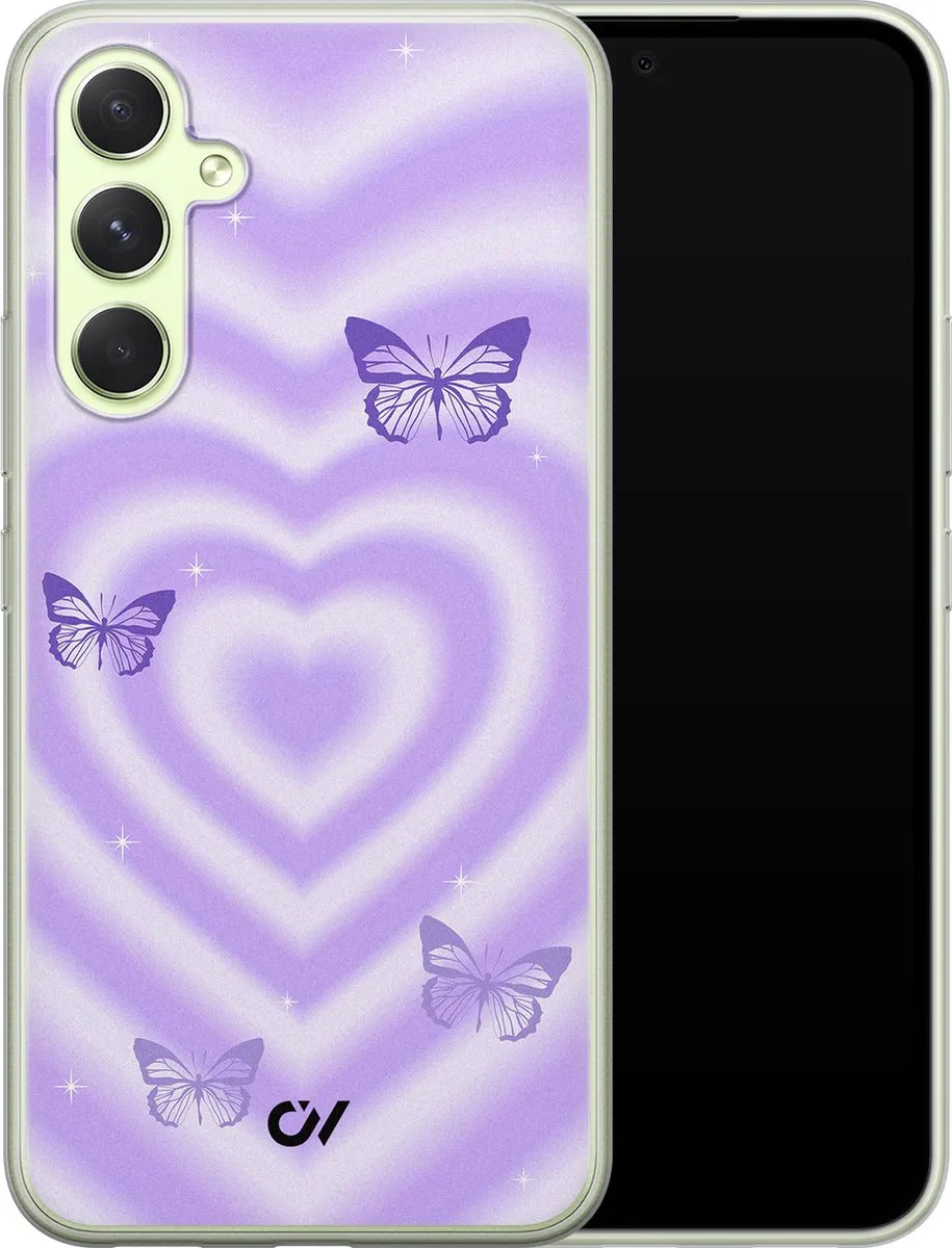 Casevibes Samsung Galaxy A54 Hoesje - Paars - Retro Hart Vlinder