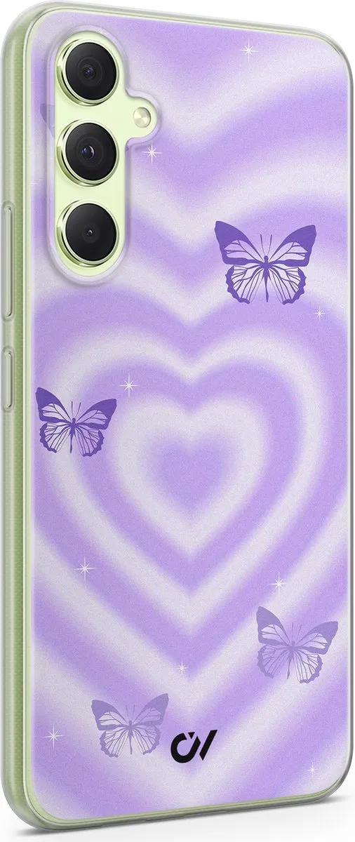 Casevibes Samsung Galaxy A54 Hoesje - Paars - Retro Hart Vlinder