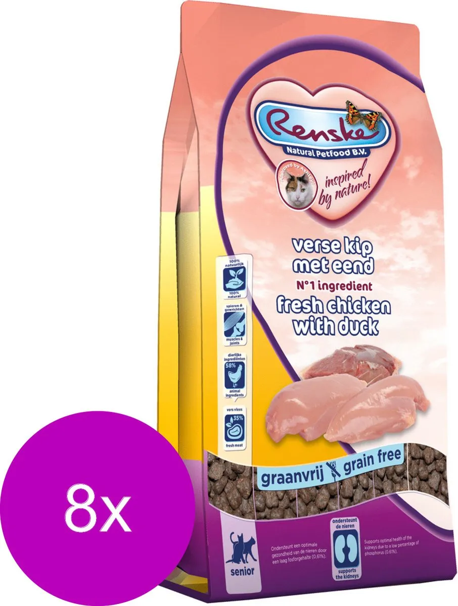 Renske Kat Senior Verse Kip & Eend 8x400g