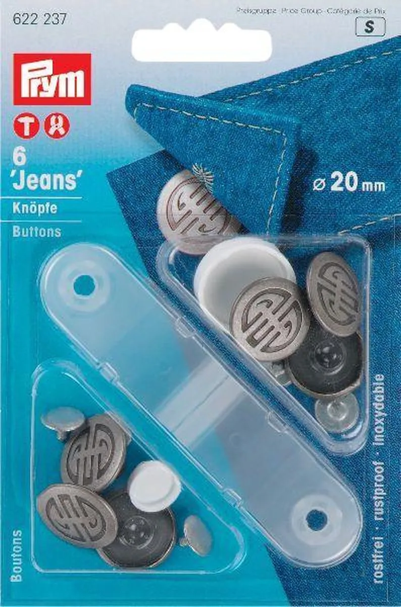 Prym Jeansknopen Art Deco 20mm - Oudijzer - 6 Stuks