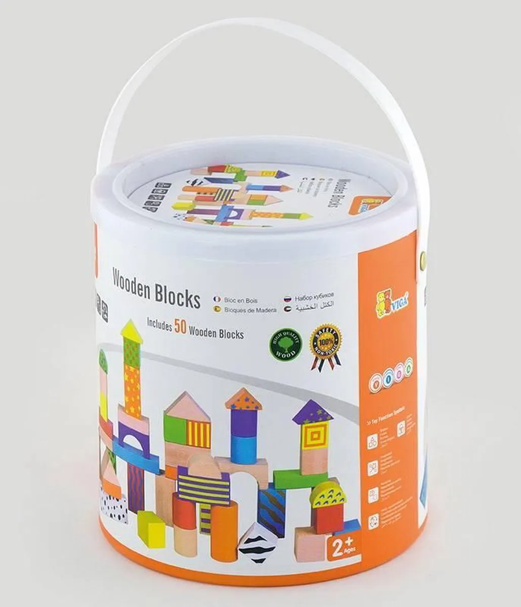 Vigatoys Blokken - 50 Stuks - Meerdere kleuren