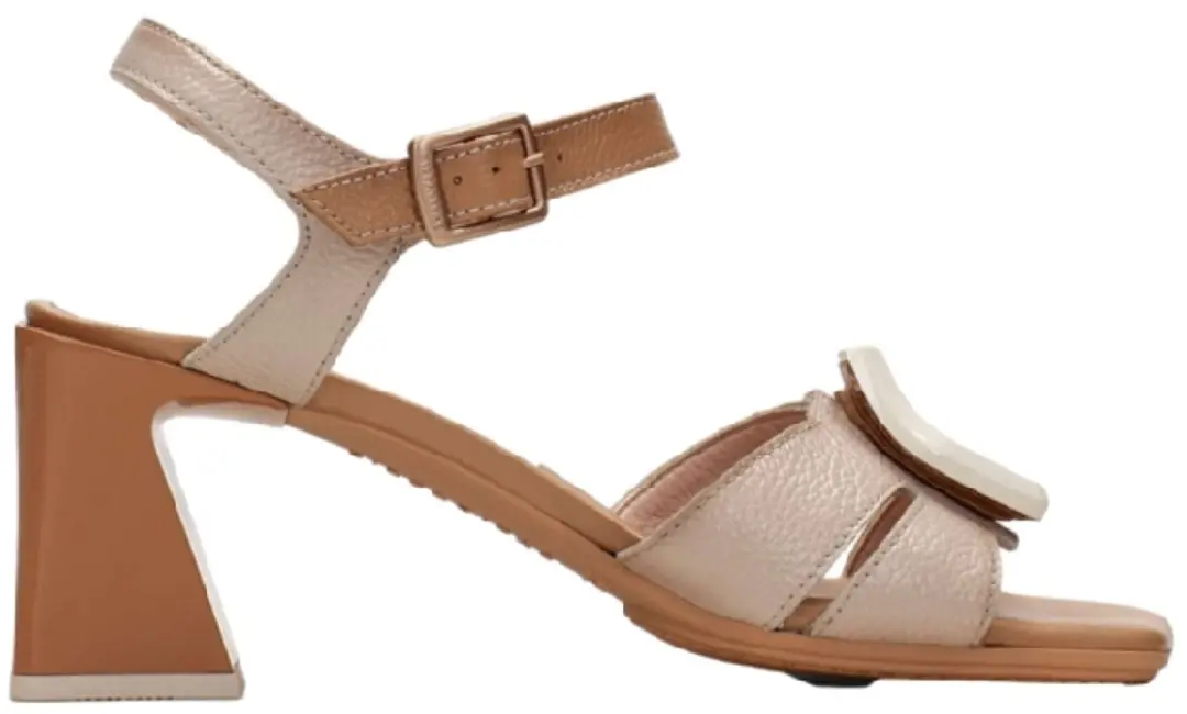 Hispanitas Mallorca beige leren sandalen -Helhoogte 6,5cm