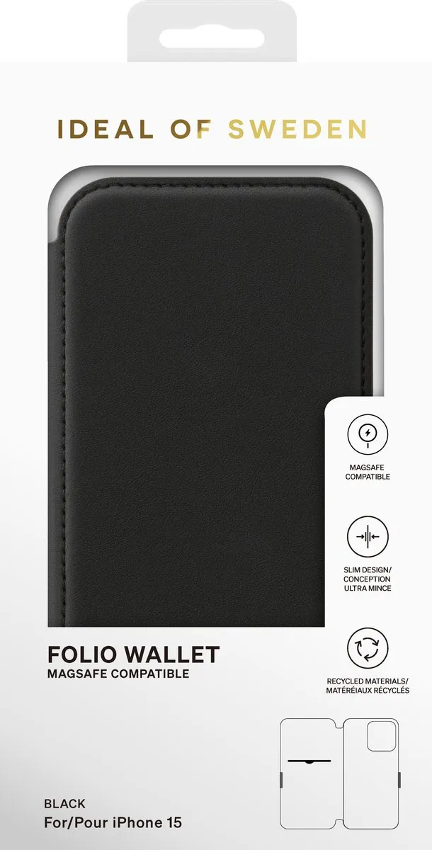 iDeal of Sweden Folio MagSafe Wallet iPhone 15 - Zwart - afbeelding 6 van 6