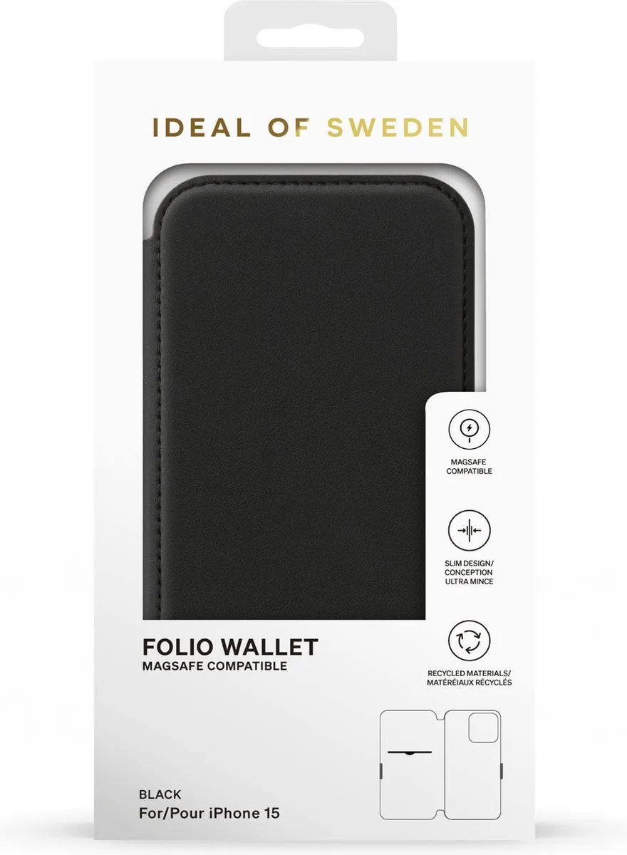 iDeal of Sweden Folio MagSafe Wallet iPhone 15 - Zwart