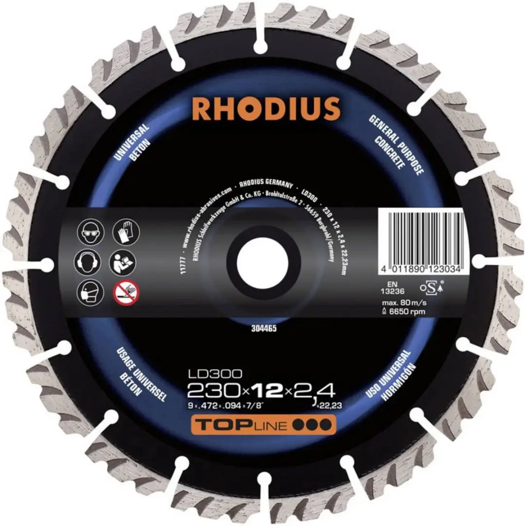 Rhodius 304465 LD300 Diamanten doorslijpschijf Diameter 230 mm Boordiameter 22.2
