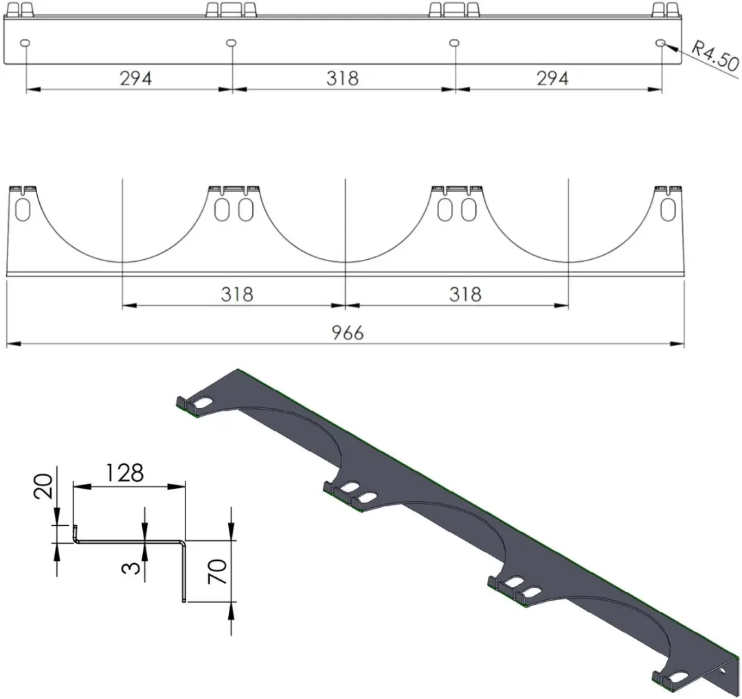 Pro-Line Muurbeugel voor 3 Gasflessen - Max. Ø250mm - Grijs - afbeelding 5 van 6