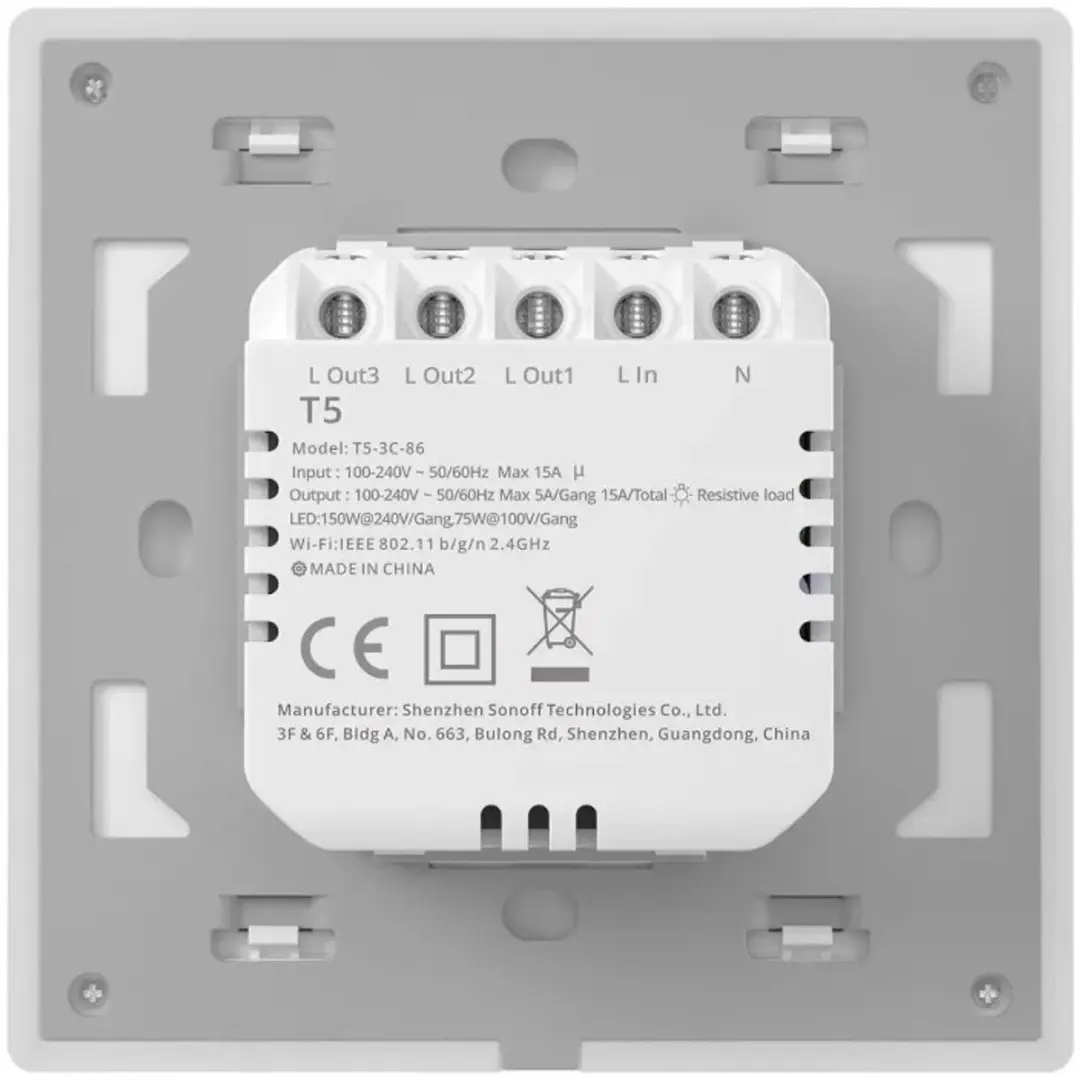 Sonoff TX T5 T5-4C-86 Touch Wandschakelaar - 4 Kanalen - afbeelding 5 van 6