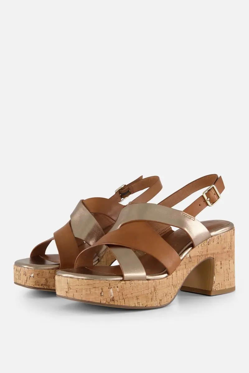 Tamaris Sandalen met hak cognac Synthetisch