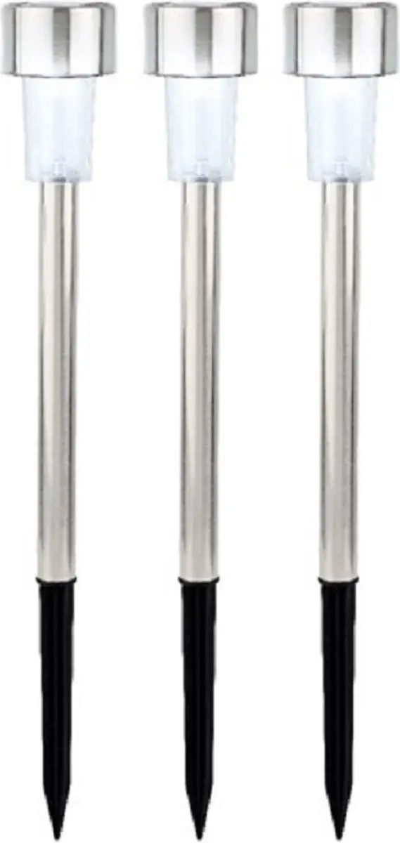 Lumineo Prikstpot LED Zonneverlichting 24cm - 2 Stuks - RVS Zilver