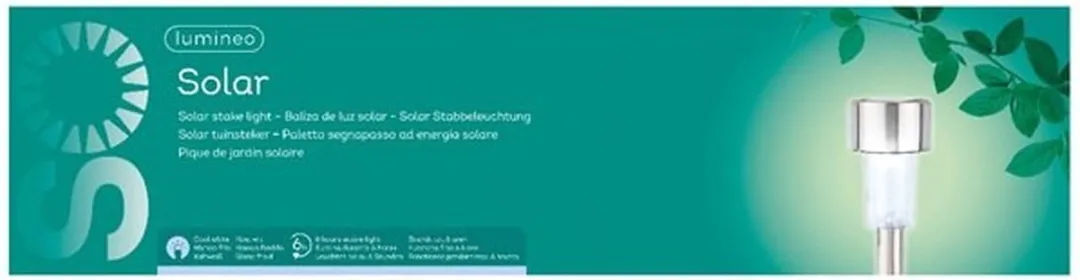 Lumineo Prikstpot LED Zonneverlichting 24cm - 2 Stuks - RVS Zilver