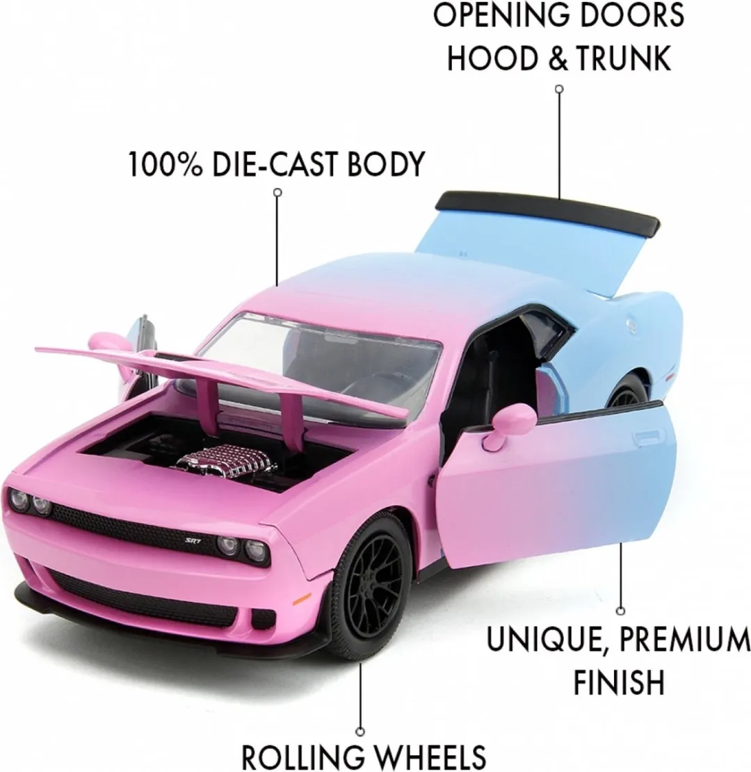 Jada Toys Dodge Challenger SRT Hellcat 1:24 - Roze/Blauw