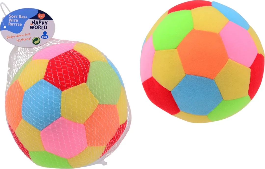 Johntoy Pluche Bal met Rammelaar 18cm - Multi