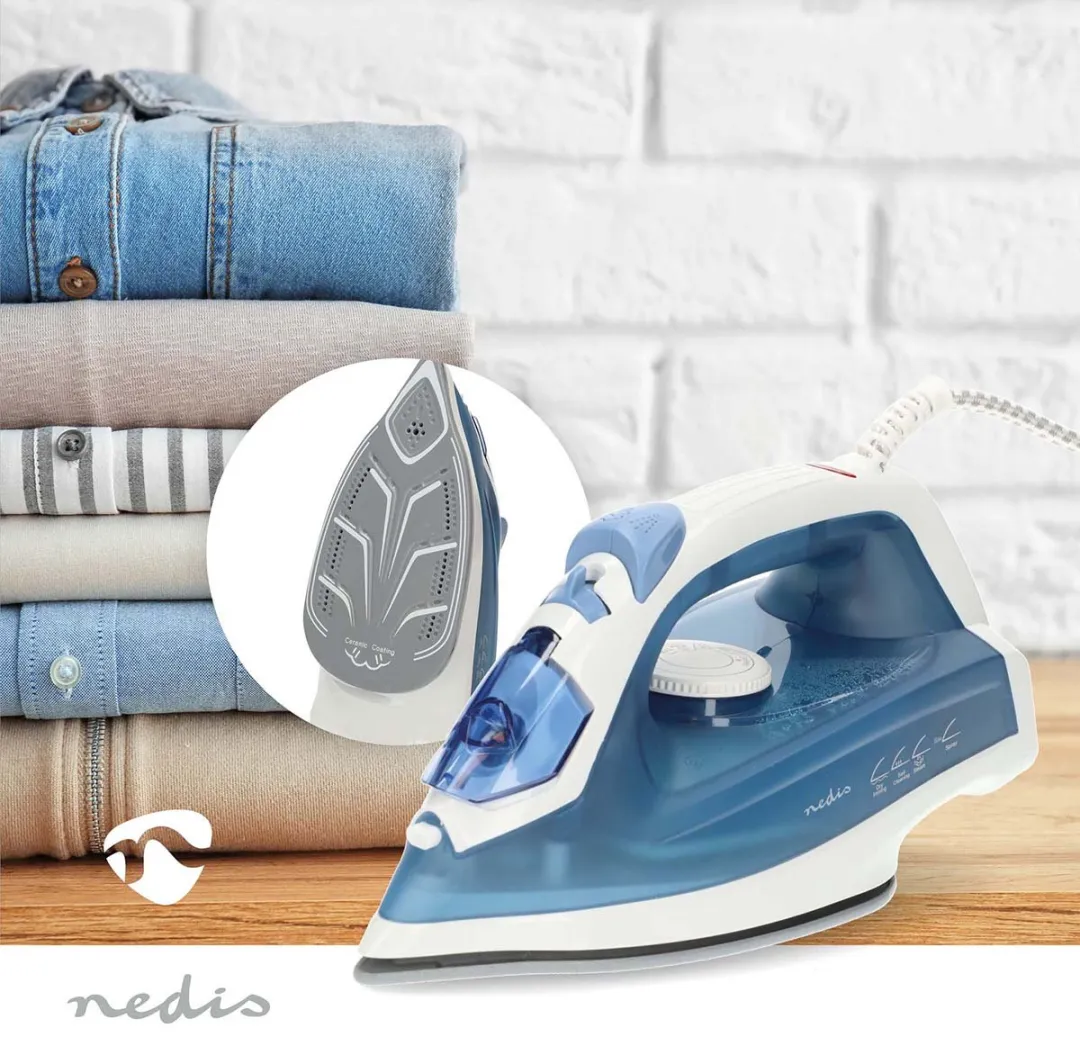 Nedis IRONSS1000 Stoomstrijkijzer - 2400W - Blauw