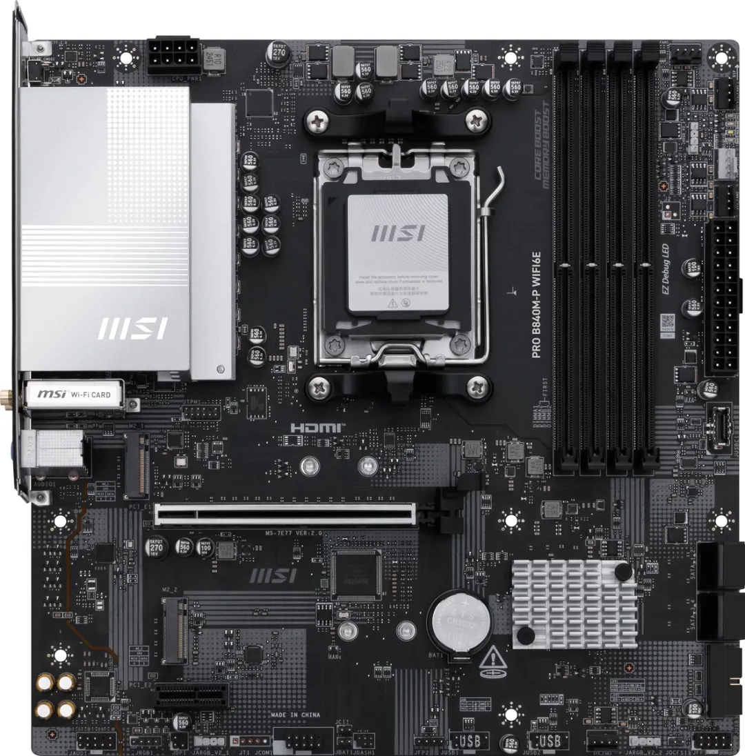 MSI PRO B840M-P WiFi6E AM5 Moederbord - Micro ATX