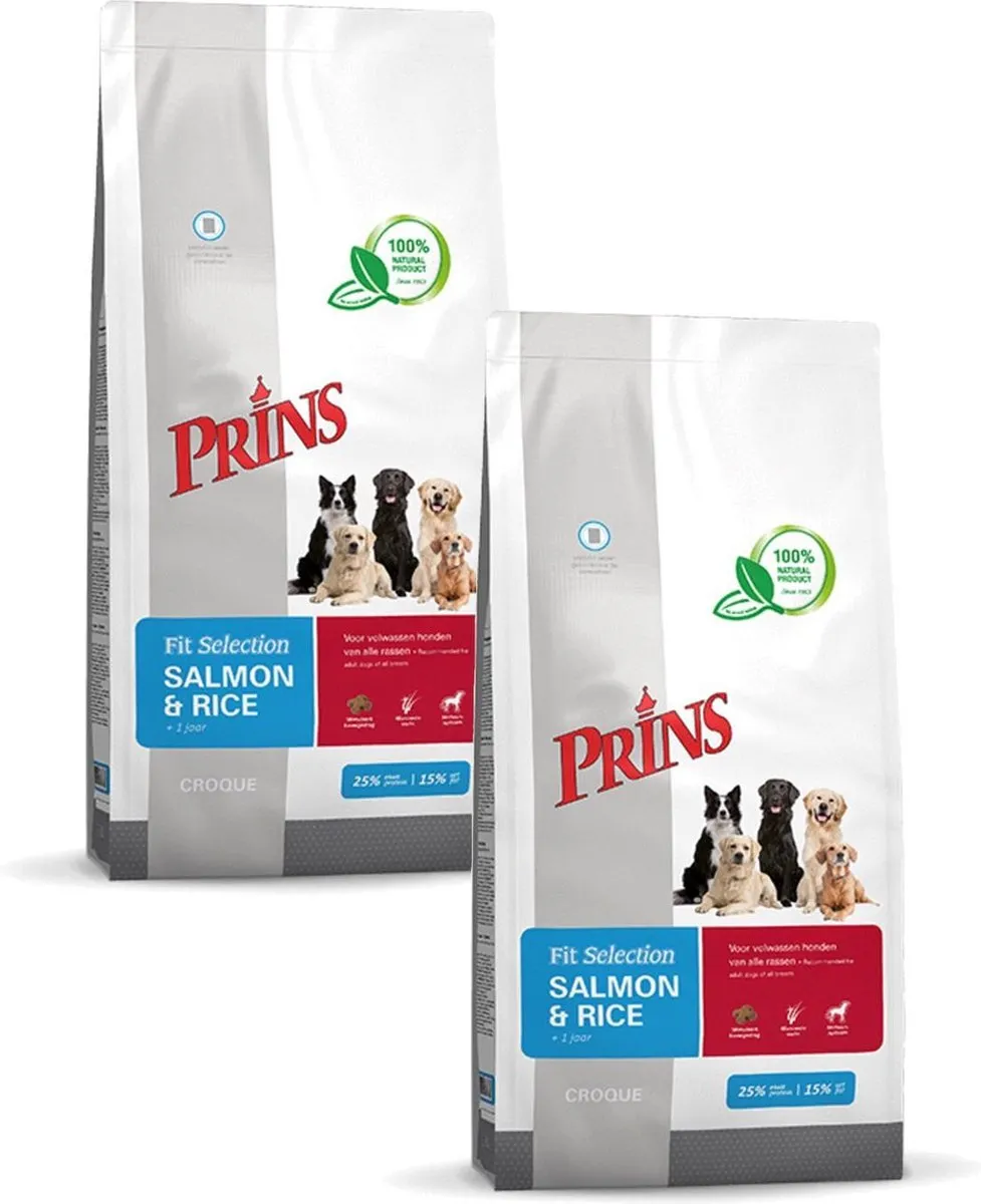 Prins Fit-Selection Zalm & Rijst Hondenvoer - 2x2kg
