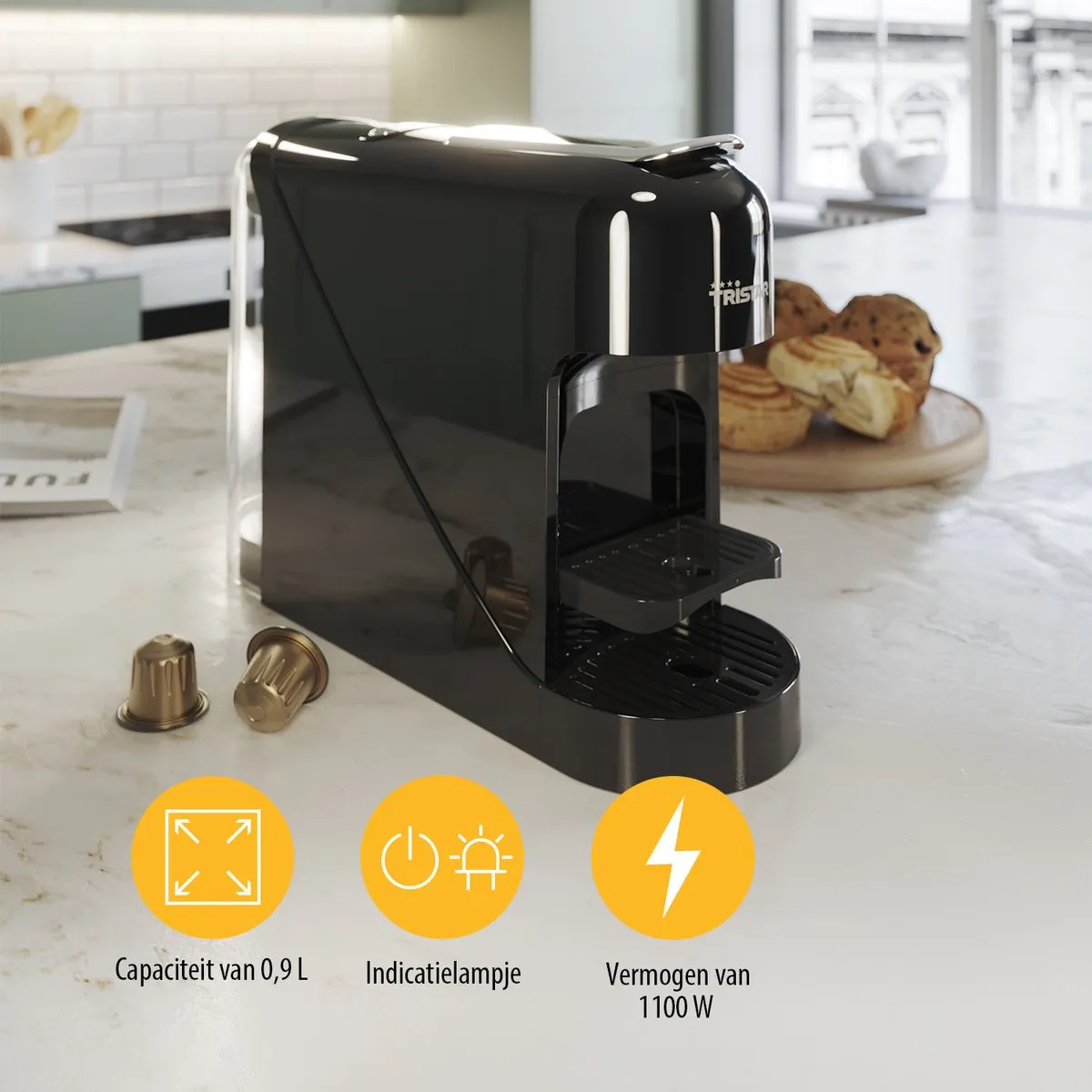Tristar CM-2302 Koffiecupmachine Nespresso - 0.8L 1400W - Zwart