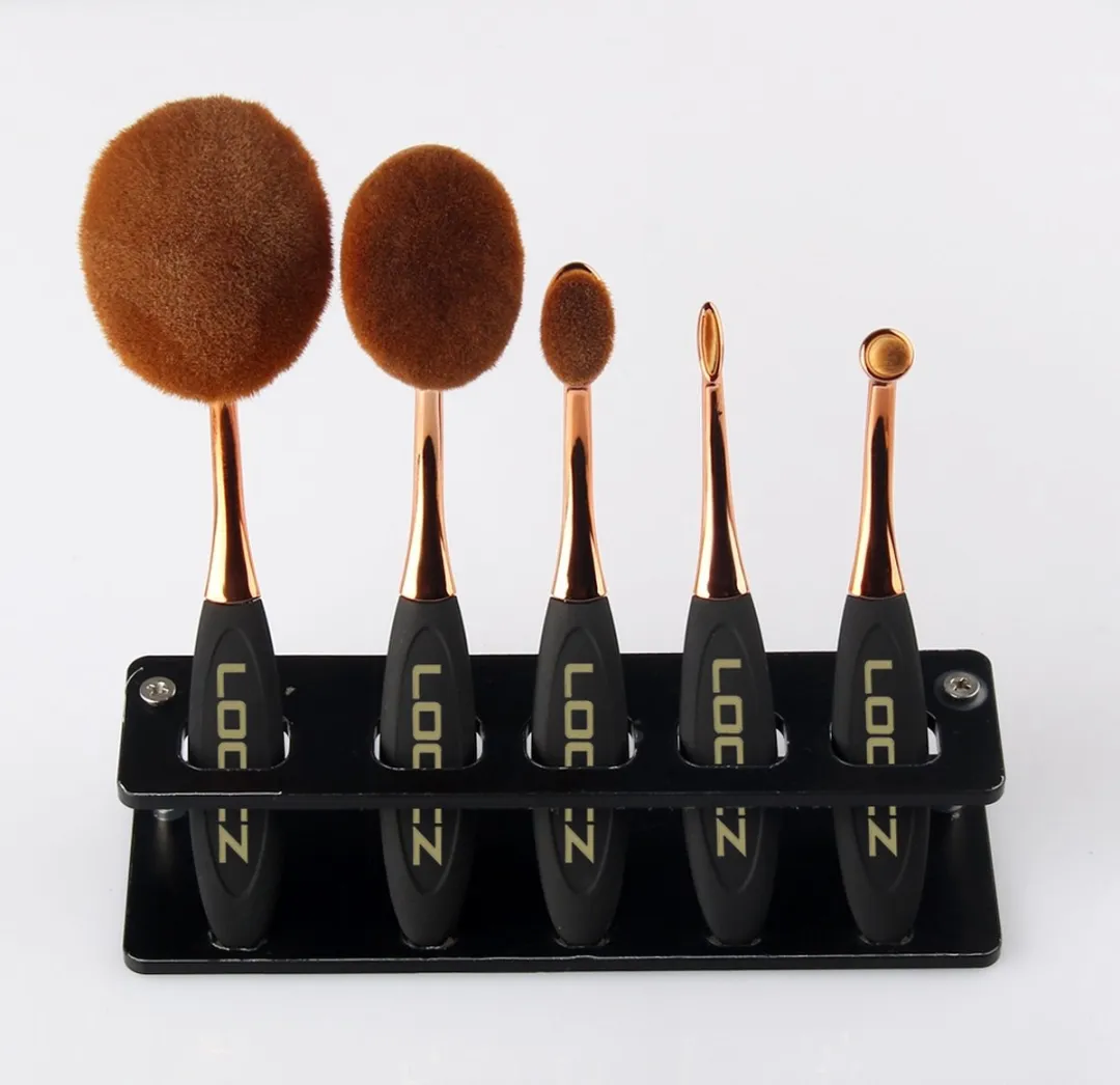 Loocz DeluxeBrush Luxury ovale make up kwasten set 5 stuks professioneel Rosé Gold Rosé Gold Edition