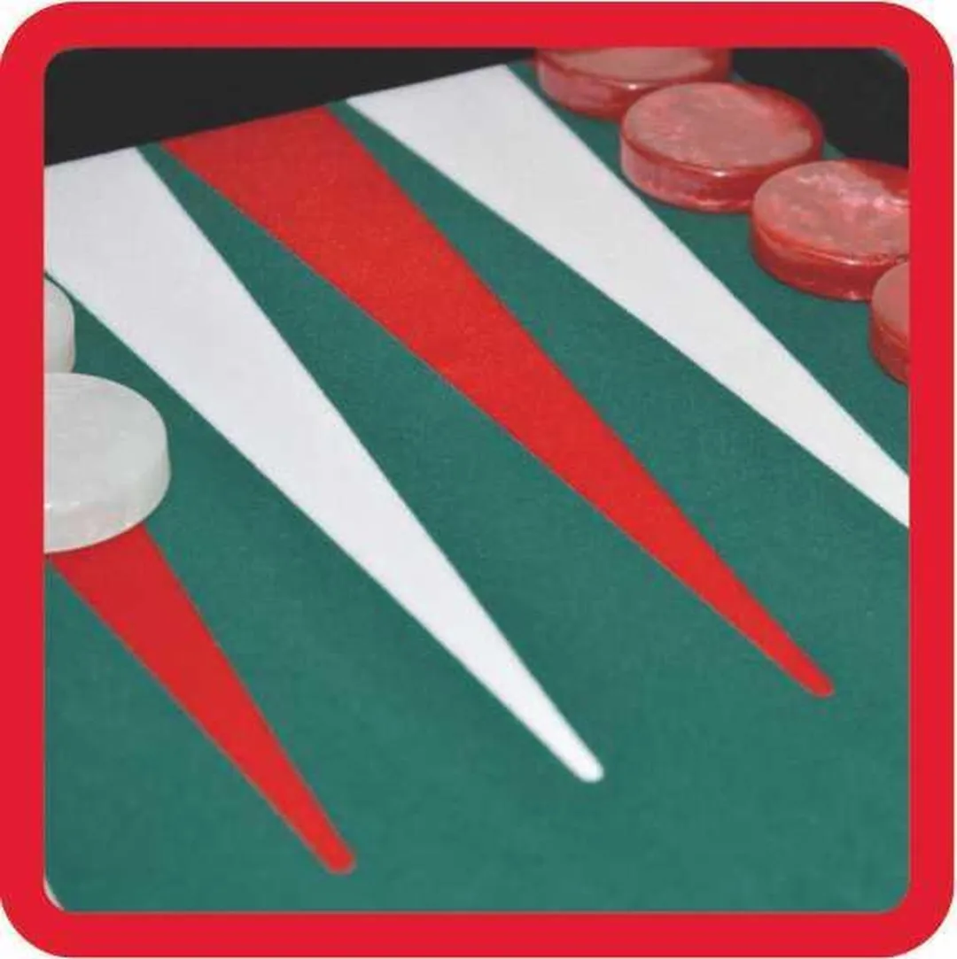 HOT Games Backgammon Luxe Vilt 38cm - 605512 - Groen/Rood/Wit