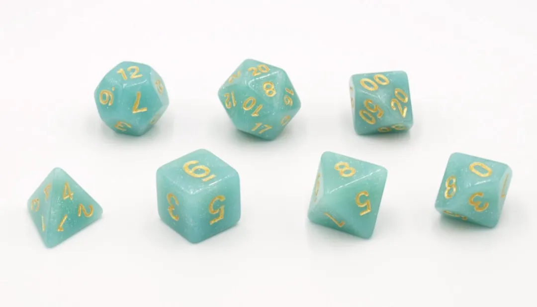 HOT Games Dobbelstenen Set Pastel Turquoise - 7 Stuks