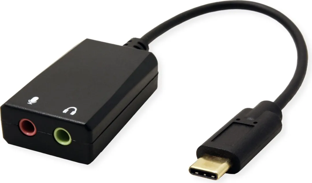 Value USB-C naar 2x 3,5mm Audio Adapter - 13cm - Zwart