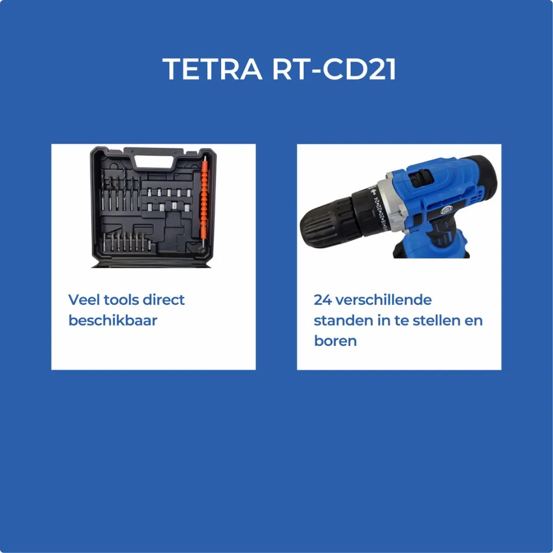 TETRA RT-CD21 Schroefboormachine 21V - 24-delig