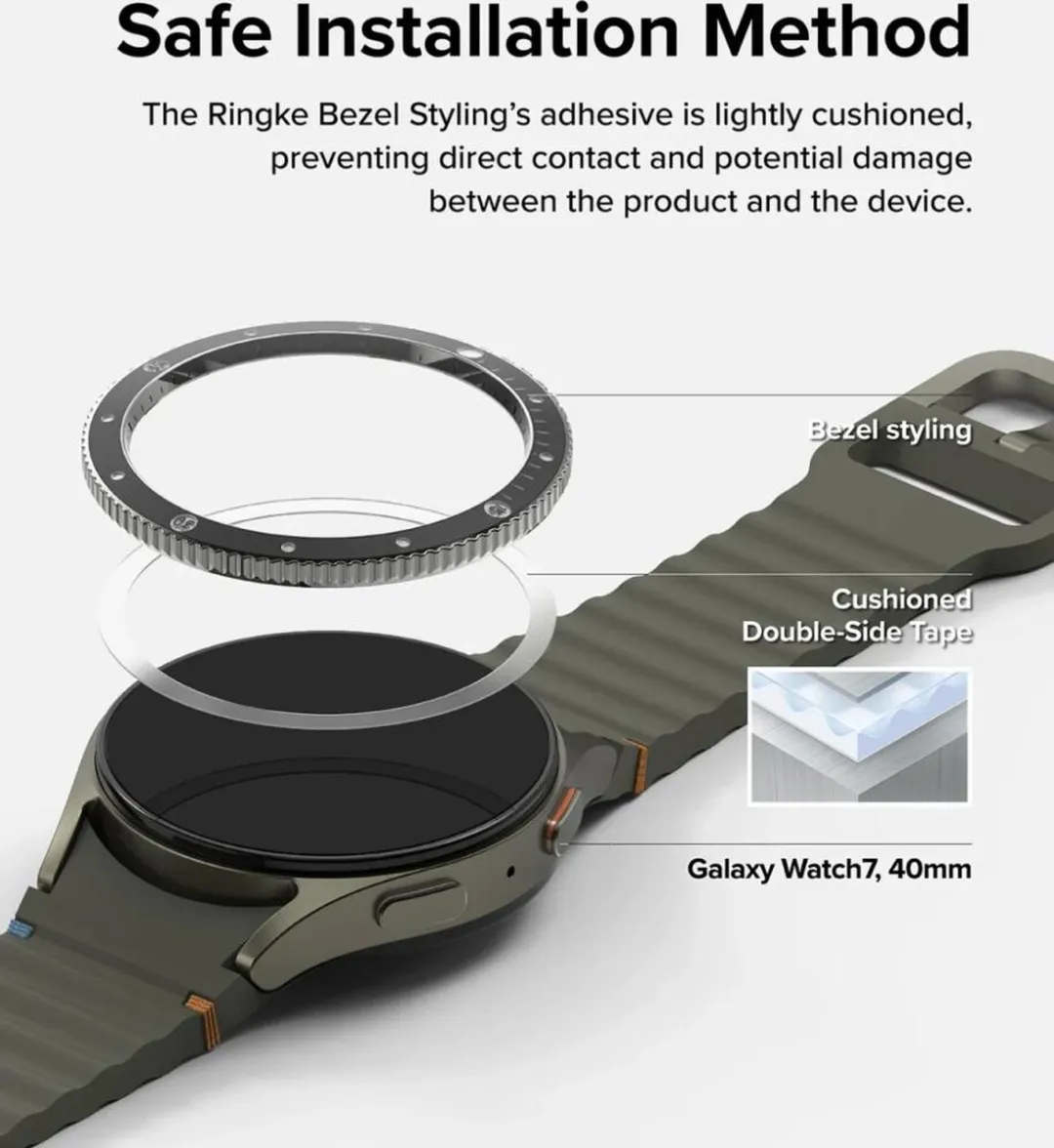 Ringke Bezel Styling + Tempered Glass Samsung Galaxy Watch 7 40mm - Zwart