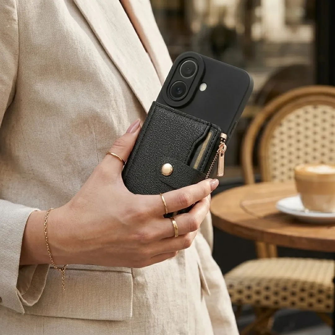 NUVEX iPhone 17 Hoesje met Portemonnee - Zwart