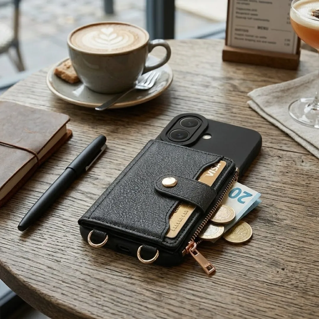 NUVEX iPhone 17 Hoesje met Portemonnee - Zwart