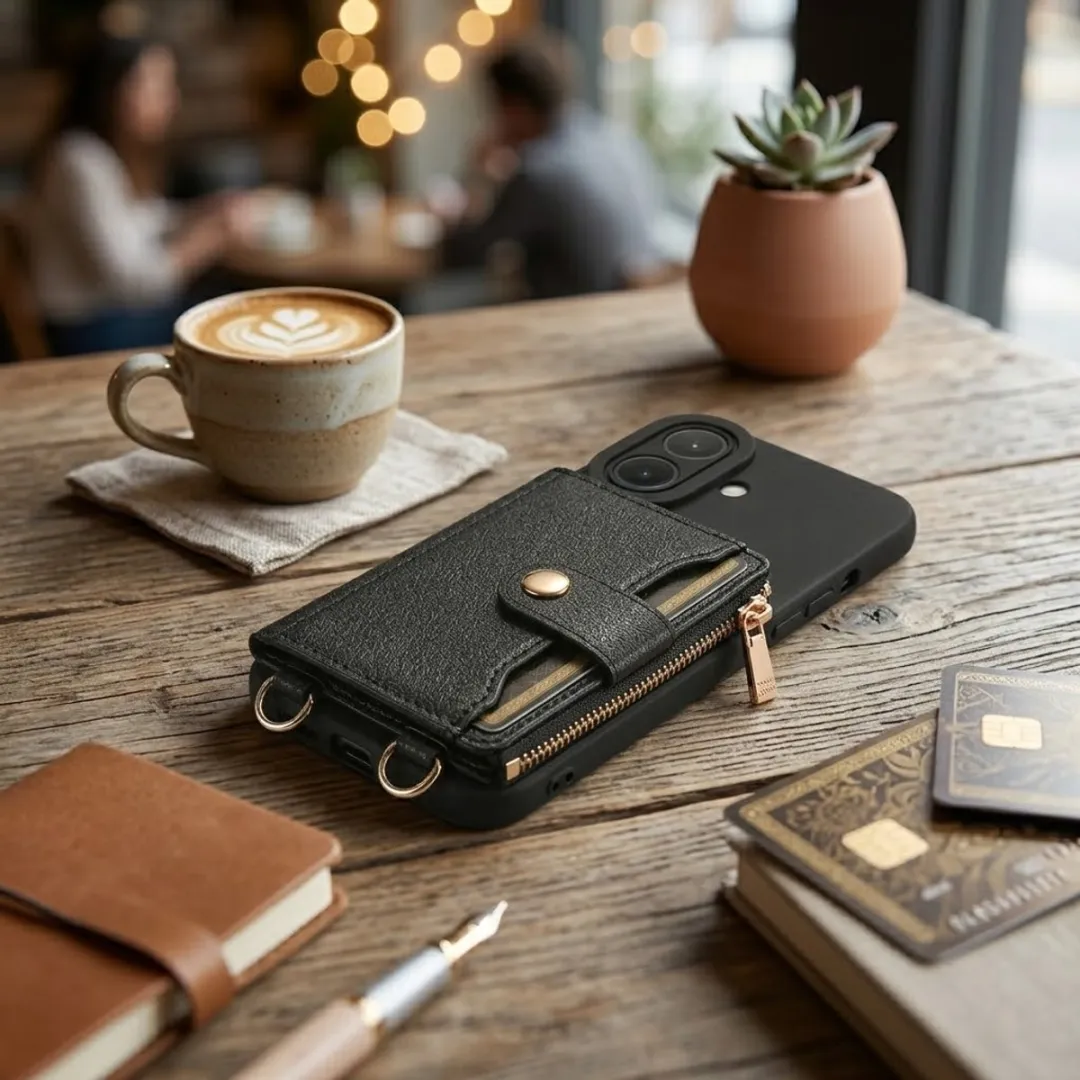NUVEX iPhone 17 Hoesje met Portemonnee - Zwart