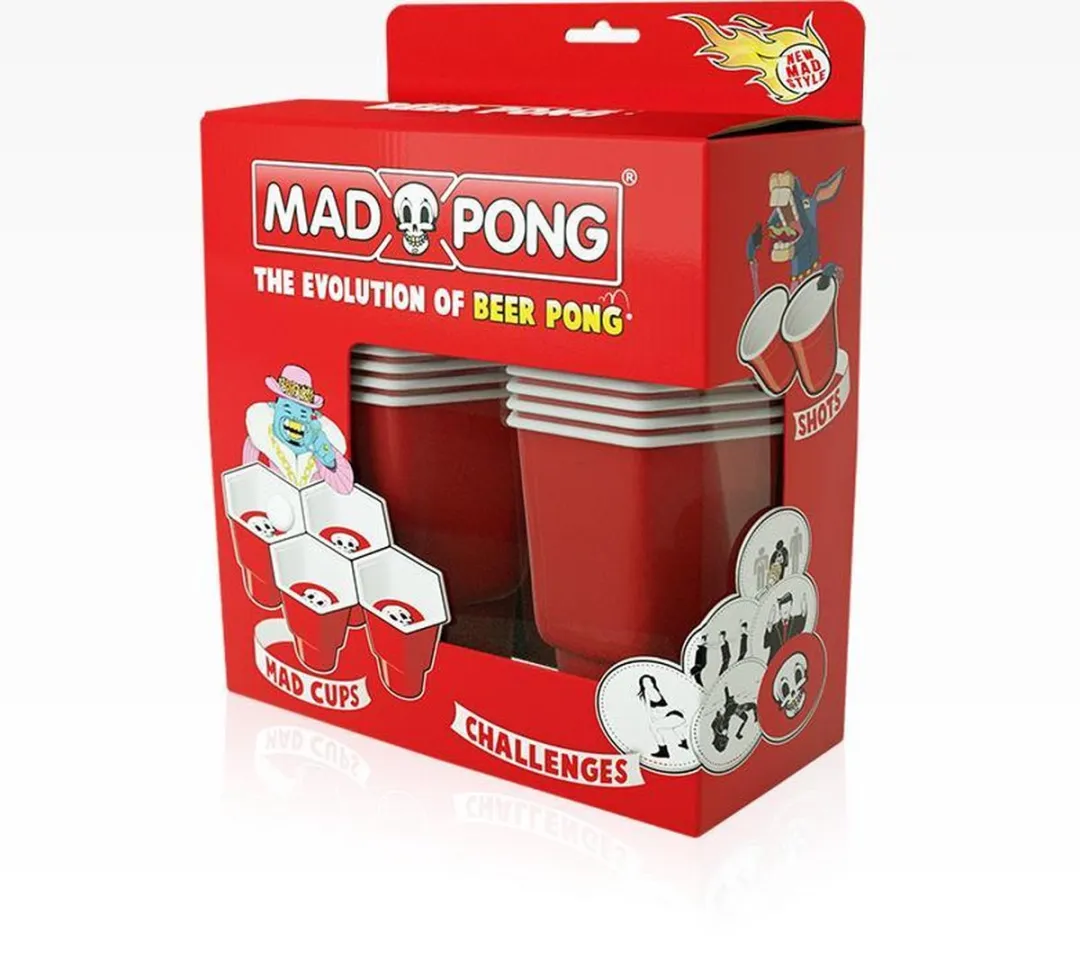 MadPong - Beer pong 2.0 - Party Bier pong - Drankspel - Spelletjes voor volwassenen - Beer pong - red cups - shot cups inbegrepen